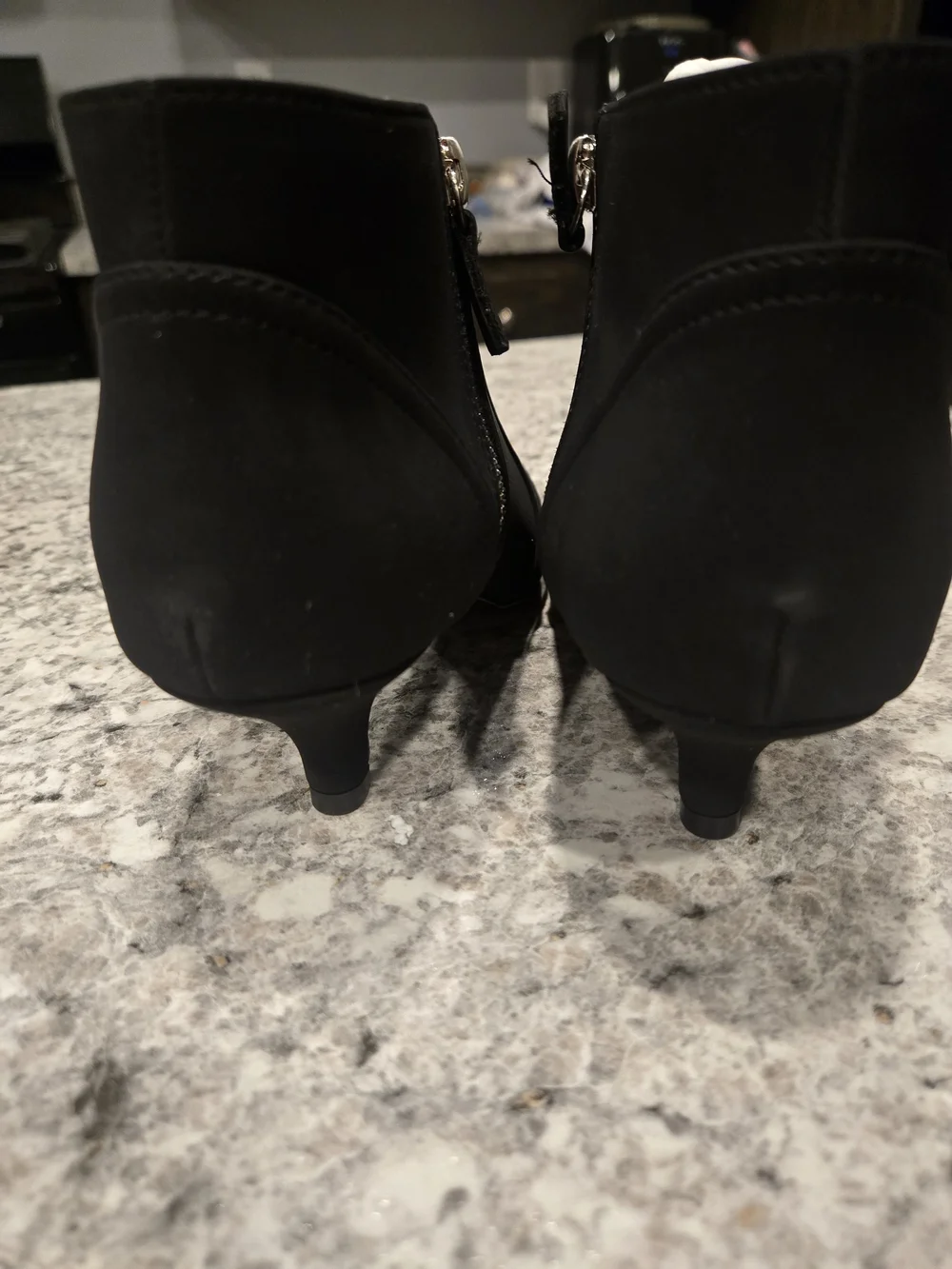 easy street Black Pointed Kitten-Heel Ankle Boot with Side Zip